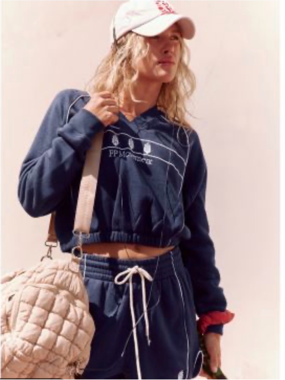 FP Movement by Free People Navy V-Neck Stripe Sweater SO AMAZING AND COMFORTABLE